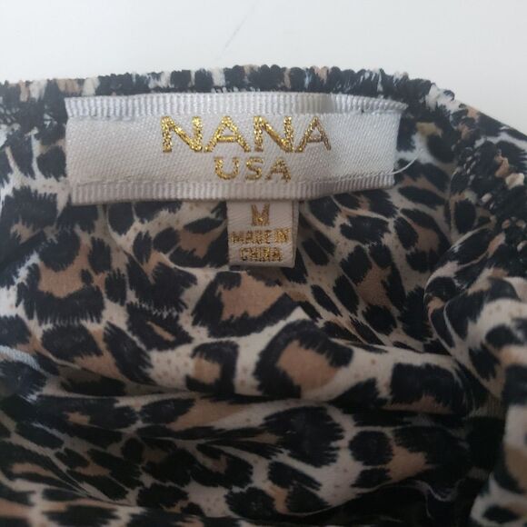 Women's Cheetah Print Open Back Jump Suit Nana USA Elastic Waist M Pre Owned G - Picture 7 of 9